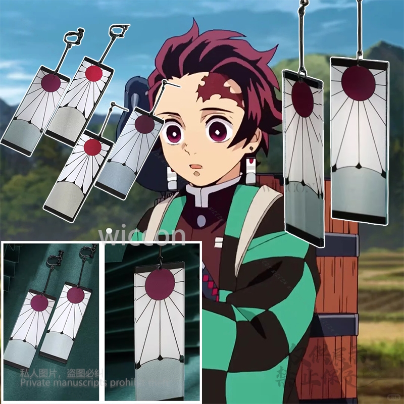 Acrylic Earrings Ear Clips Sty - Anime Cosplay Demon Slayer 评论和价格