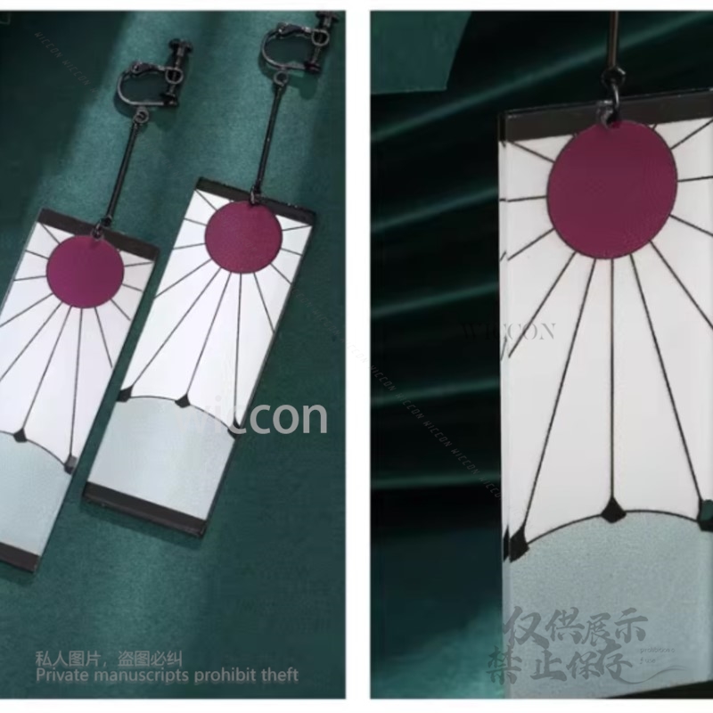Acrylic Earrings Ear Clips Sty - Anime Cosplay Demon Slayer 评论和价格