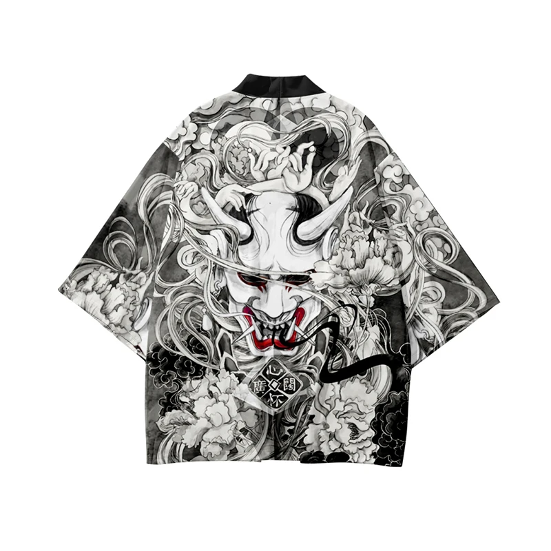Demon Print Samurai Shirt Clot - Asian Cosplay Anime 评论和价格
